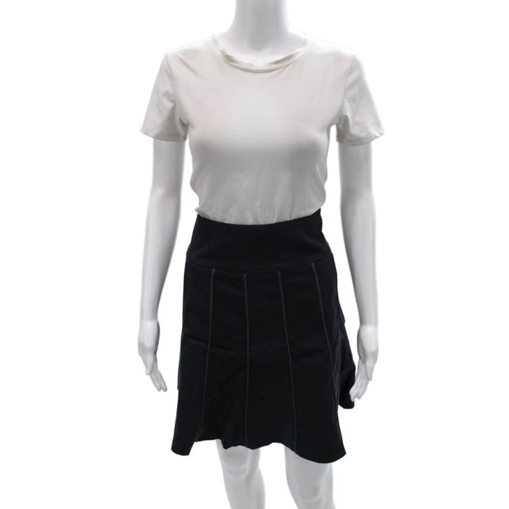 Nix Womens A-Line Skirt Blue Knee Length Zip Cotton Size 36